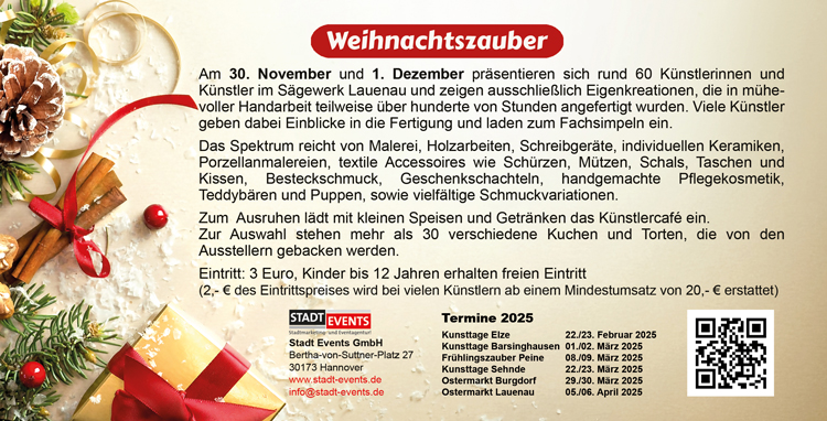 Die Kunsttage Lauenau 30 November und 01 Dezember
